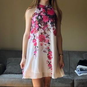 Sheer floral shift dress